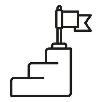 Realization stairs flag target icon outline vector. Balance training イラスト素材