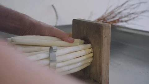 Realization of the typical bunch of asparagus Stock Footage 90218520
