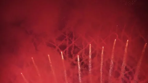 Really fireworks explode in the dark night sky. Stock Footage 220304127