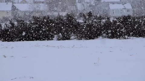 Really Heavy Snowfall With Houses In Background Stockbeeldmateriaal 47476424