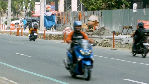 Really high roadworks (slide right) in Timog Avenue, Manila (2 of 5) Stock Footage 150729911