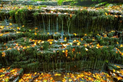 Really small and nice waterfall Vasaristi in Estonia, national park Lahemaa Stock Photos