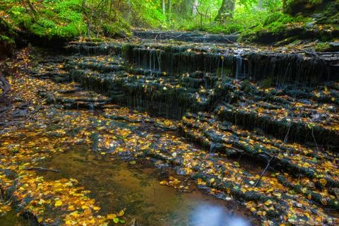 Really small and nice waterfall Vasaristi in Estonia, national park Lahemaa Stock Photos