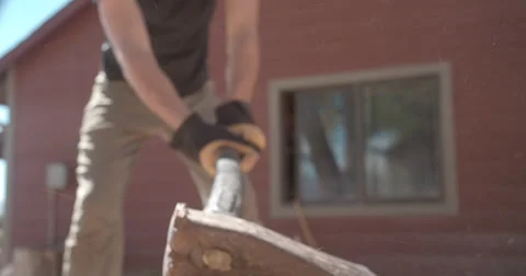 Realtime log being chopped Stock Footage 68537162