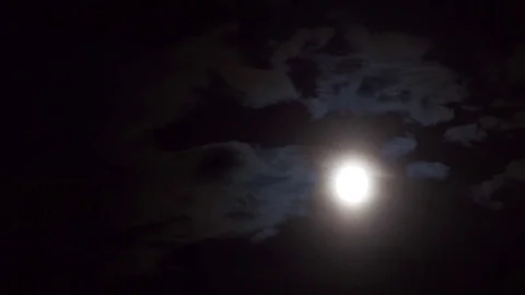A realtime shot of the full moon on a cloudy night. Not computer generated. Stock Footage 81477789