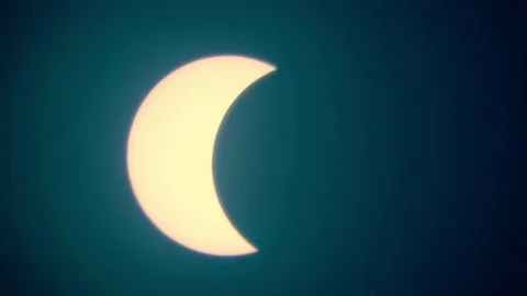 Realtime View of Partial Solar Eclipse Stock Footage 79080048