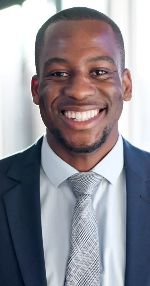 Realtor, face or black man in office with smile, career pride or ambition in Stock Footage 337534004