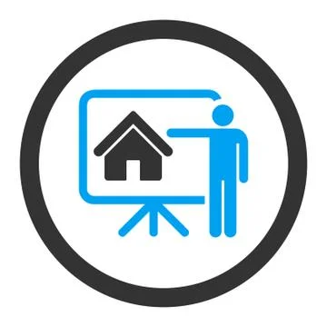 Realtor flat blue and gray colors rounded vector icon Stockillustratie