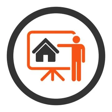 Realtor flat orange and gray colors rounded vector icon イラスト素材