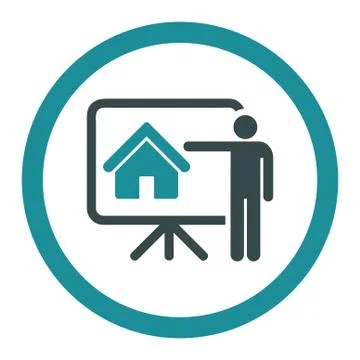 Realtor flat soft blue colors rounded vector icon 스톡 일러스트