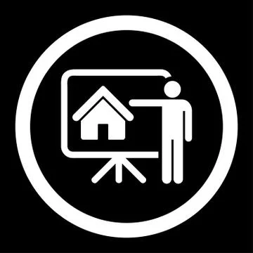 Realtor flat white color rounded vector icon Stockillustratie