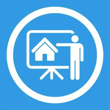 Realtor flat white color rounded vector icon 스톡 일러스트