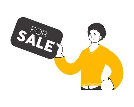 Realtor guy. Modern linear style. Isolated. Vector illustration. イラスト素材