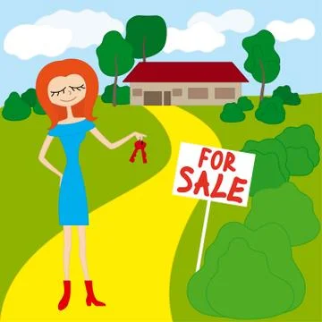 Realtor with keys Stock Illustration