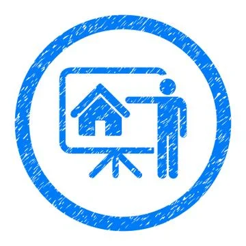 Realtor Presentation Rounded Icon Rubber Stamp Illustrazione stock