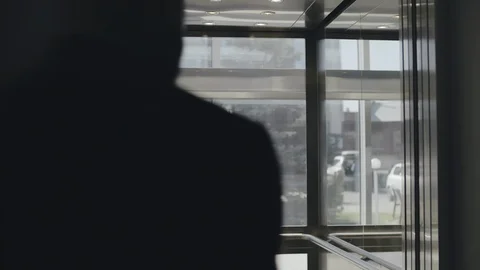 Realtor rides an elevator to inspect a new building 스톡 동영상 121148053