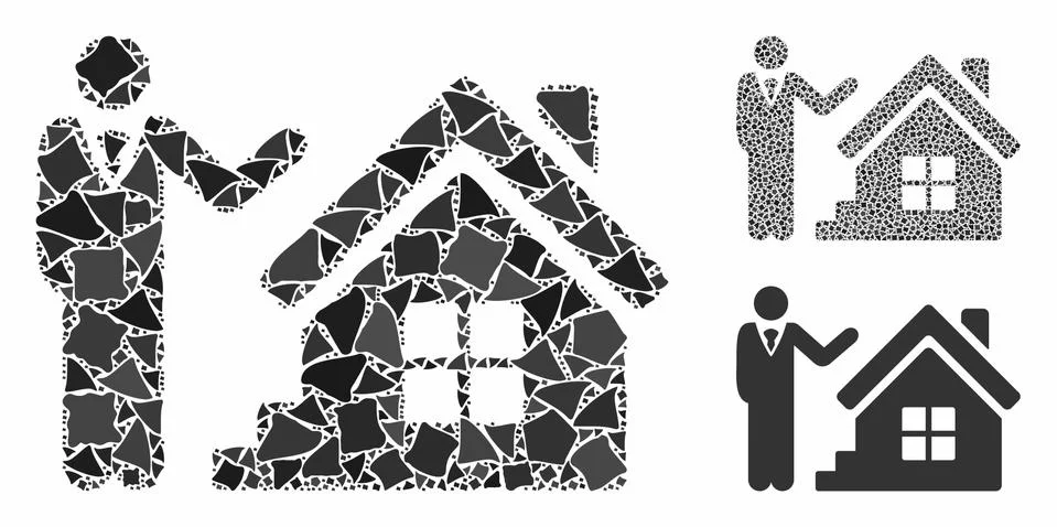 Realty agent Composition Icon of Rugged Elements 스톡 일러스트