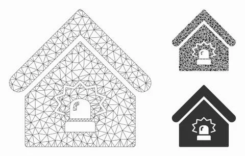 Realty Alarm Vector Mesh Carcass Model and Triangle Mosaic Icon Stock Illustration