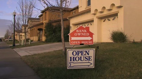 REALTY BANK OWNED FORECLOSURE SIGN Stock Footage