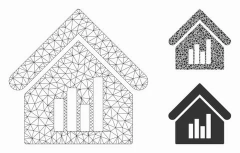 Realty Bar Chart Vector Mesh Wire Frame Model and Triangle Mosaic Icon 스톡 일러스트