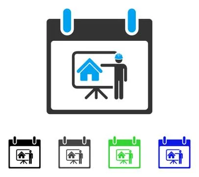 Realty Developer Calendar Day Flat Icon 스톡 일러스트