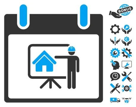 Realty Developer Calendar Day Vector Icon With Bonus 스톡 일러스트