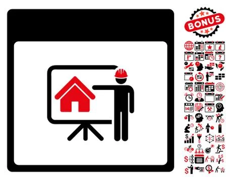 Realty Developer Calendar Page Flat Vector Icon With Bonus イラスト素材