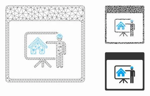 Realty Developer Calendar Page Vector Mesh 2D Model and Triangle Mosaic Icon Stock Illustration
