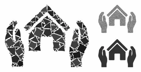 Realty insurance hands Composition Icon of Ragged Elements Stock Illustration