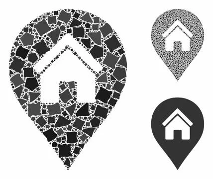 Realty map marker Composition Icon of Unequal Elements Illustrazione stock