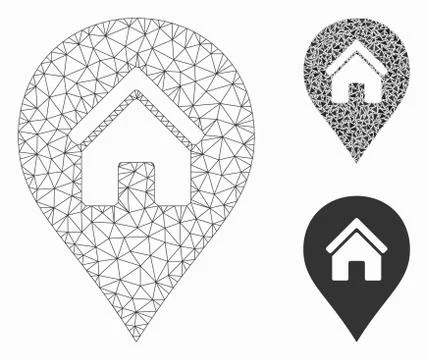 Realty Map Marker Vector Mesh 2D Model and Triangle Mosaic Icon 库存插图