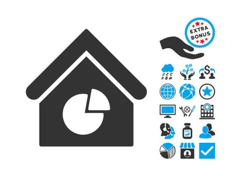 Realty Pie Chart Flat Vector Icon With Bonus Ilustración de archivo