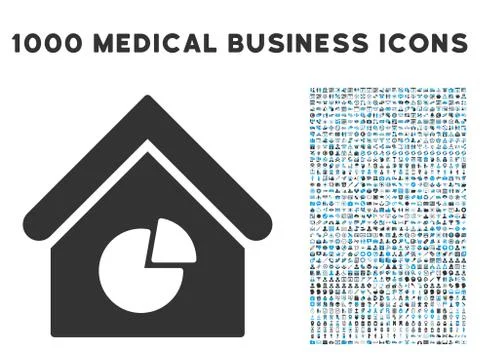 Realty Pie Chart Icon with 1000 Medical Business Pictograms Ilustración de archivo