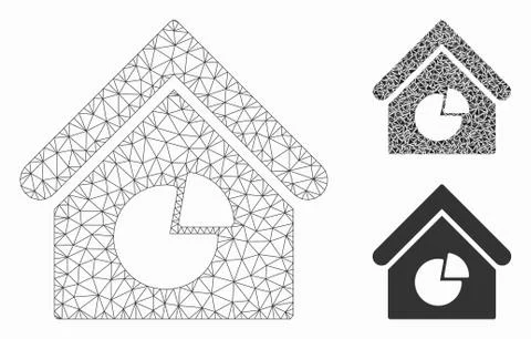 Realty Pie Chart Vector Mesh Network Model and Triangle Mosaic Icon 스톡 일러스트