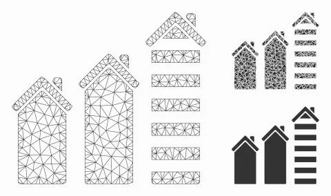 Realty Trend Vector Mesh Wire Frame Model and Triangle Mosaic Icon Stock Illustration