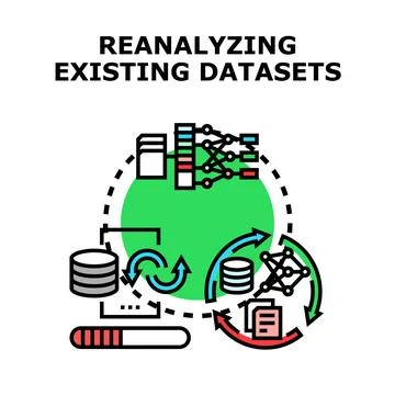 Reanalyzing existing datasets concept for scientific research イラスト素材