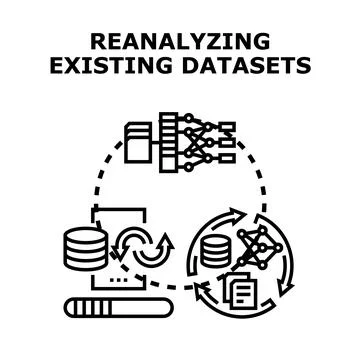 Reanalyzing existing datasets concept for scientific research Stock-Illustration