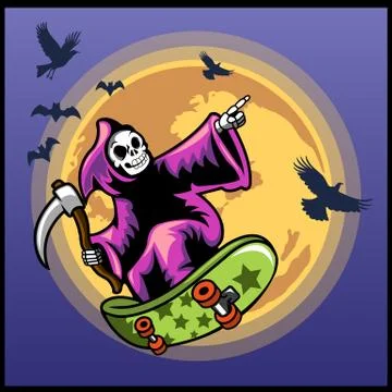 Reaper Fly In Front Of The Moon Stock Illustration