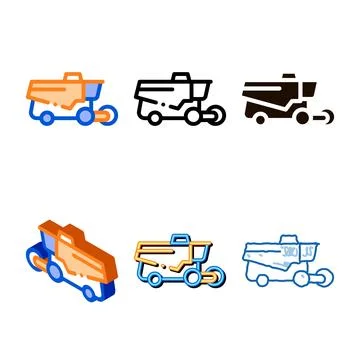Reaping harvester vehicle modern vector thin line icon Stock Illustration