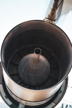 The rear of an aircraft jet engine Stock Photos