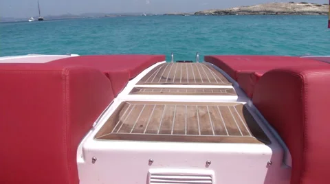 Rear area on maxi rib with red sofas  Stock Footage 43317608