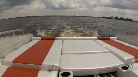 Rear area of pontoon navigating Stock Footage 39831369