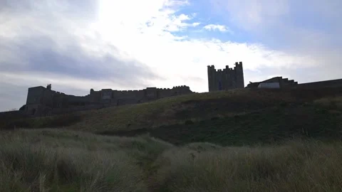 Rear of Bamburgh Castle Stock Footage 321473167