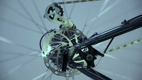 Rear bicycle switch and disc brake in motion Stock Footage 132028158