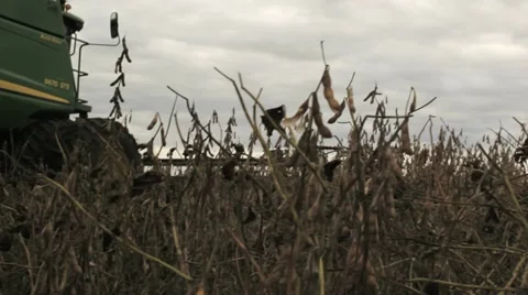 Rear of Combine with Slider Stock Footage 12377024