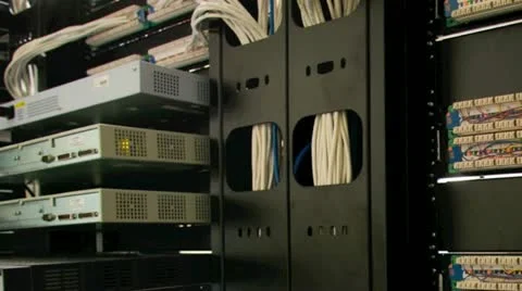 Rear of computer server cabinets Stock Footage 21298700