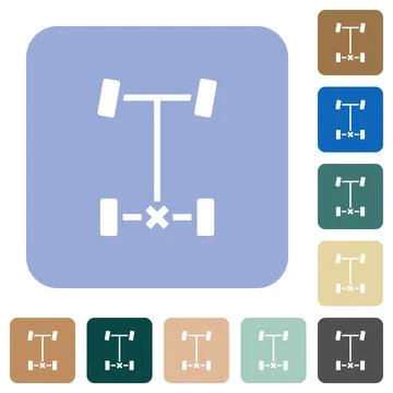Rear differential lock rounded square flat icons Stock Illustration