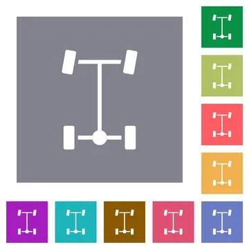 Rear differential square flat icons Stock Illustration