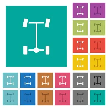 Rear differential square flat multi colored icons Stock Illustration