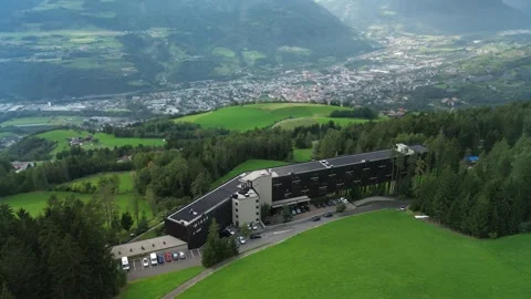 Rear Drone Pull Away and Panoramic View of My Arbor Hotel in South Tyrol Stock-Footage 344126207